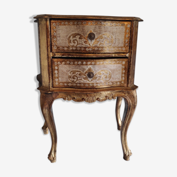 19th-century gilded Venetian-style bedside with gold leaf