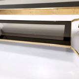 Rectangular Brass Coffee Table with Mirrored Glass Edges, Italy