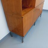 Louis Paolozzi modernist teak bookcase and secretary storage unit