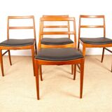 Suite de 4 chaises Danoises en Teck et cuir neuf modèle 430 par Arne Vodder