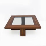 Mid-century Modern Maple Inlays and Walnut Coffee Table, Italy, 1970s