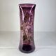 Grand vase violet Legras à décor de fleurs émaillé