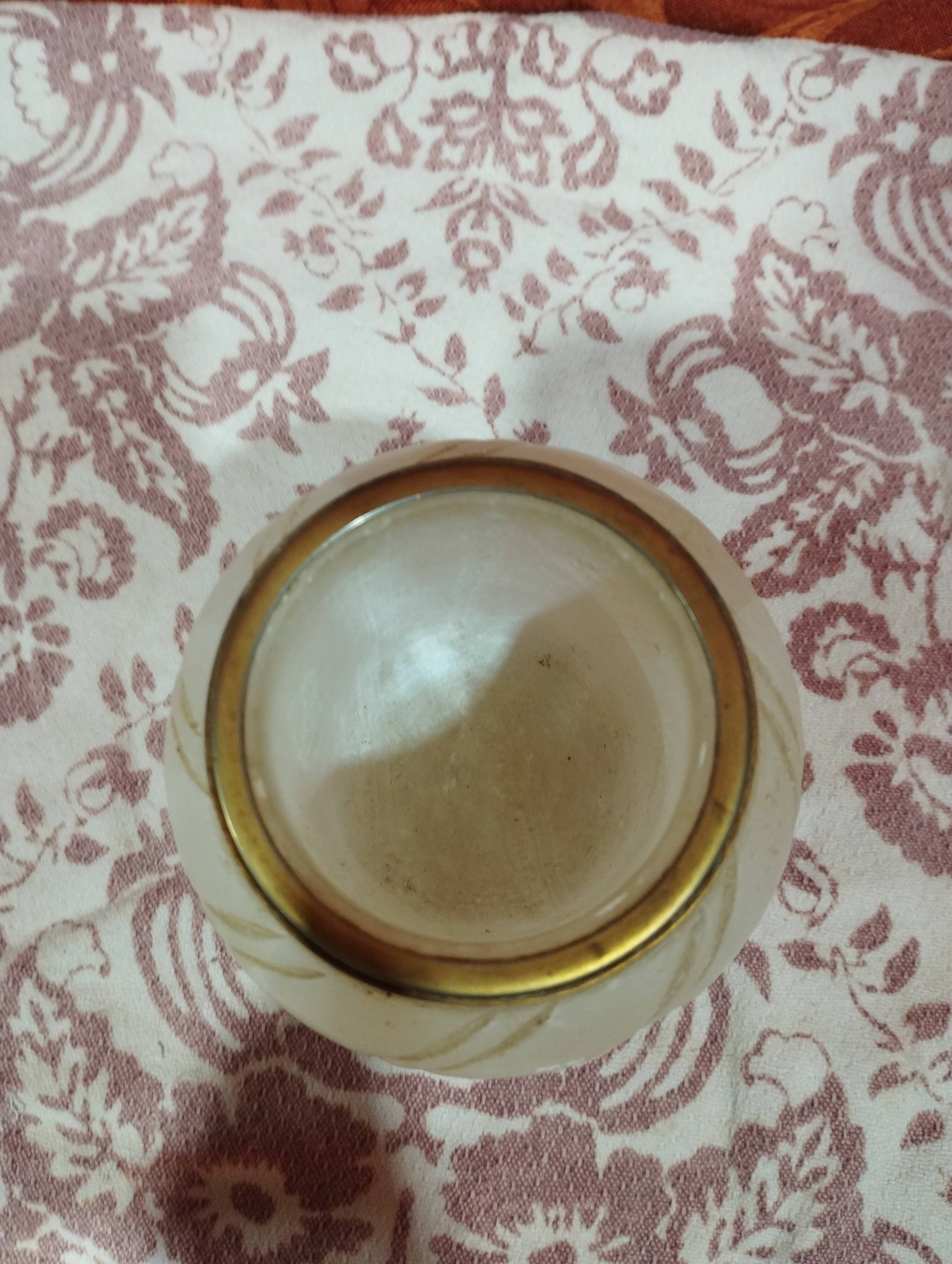 Vintage: small ball vase in natural stone and brass