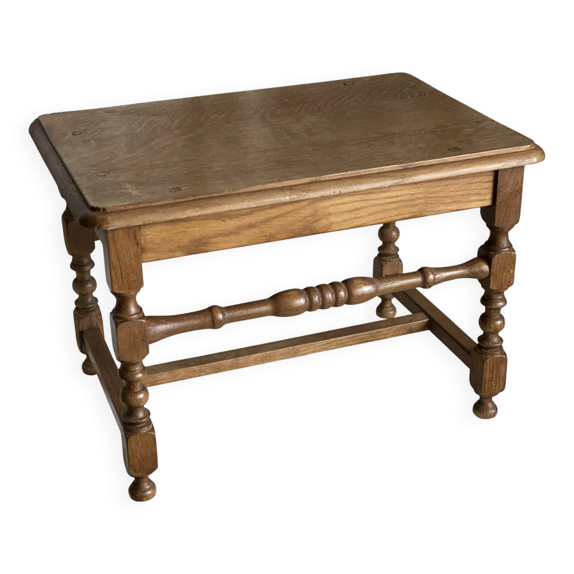 Low stool, thin turned legs with spacer