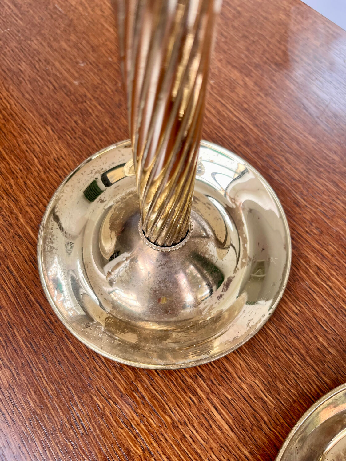 Pair of Lecellier Villedieu brass candlesticks