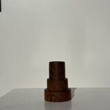 Pyramidal circular teak monoxyle candlestick H7 D5