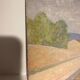 Tableau ancien, double face, paysage bord de Saône, début XX siècle