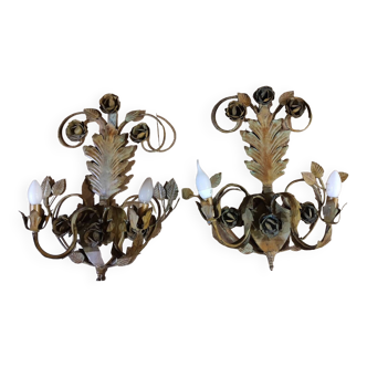 Pair of old Florentine wall lights