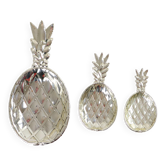Silver plated pineapple bowls set of 3 mid century modern seventies  as new 40cm