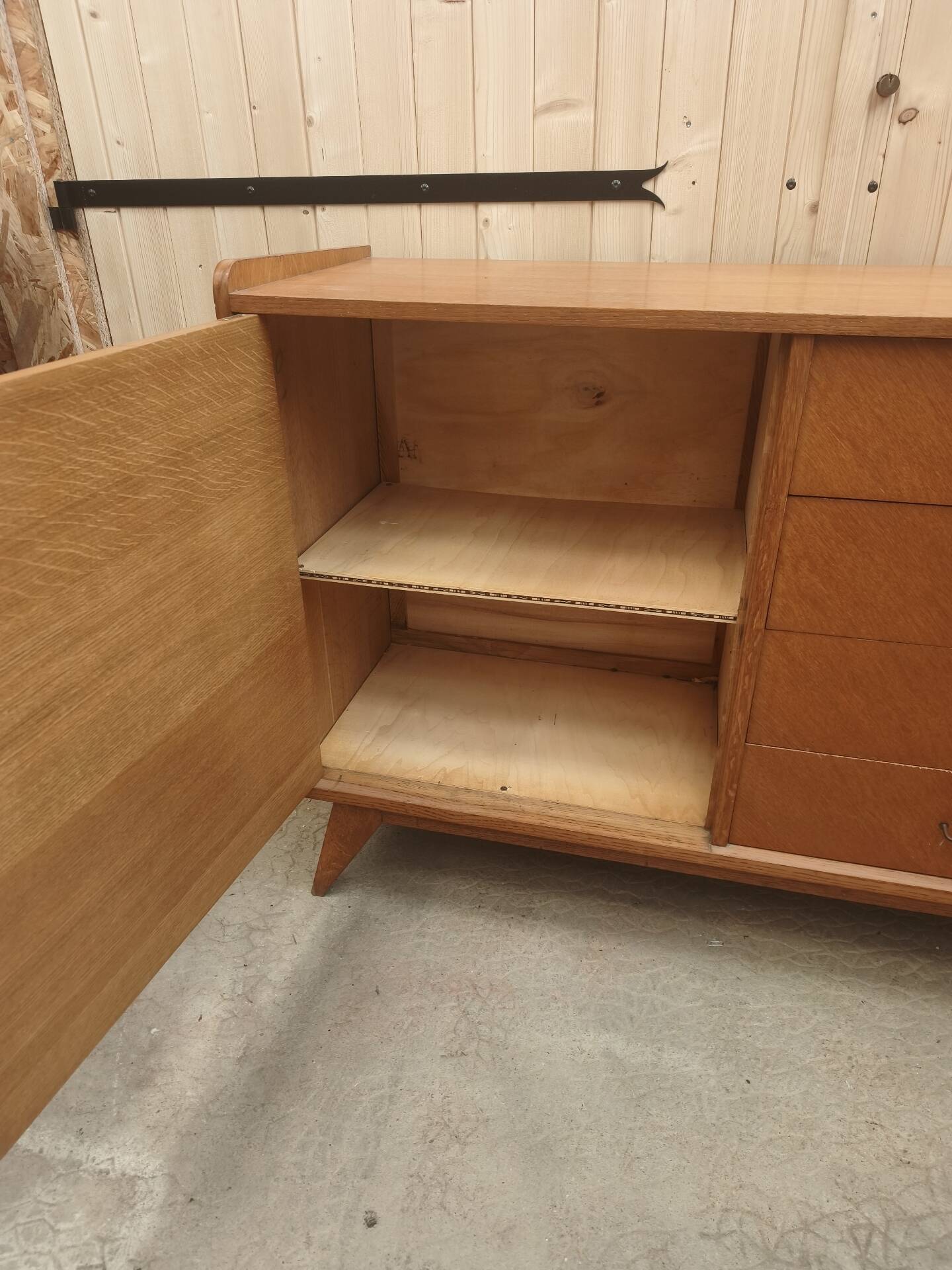 Vintage Scandinavian buffet with tapered legs.