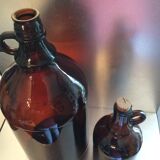 2 vintage amber glass canisters