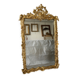 19th century gilded mirror with pediment