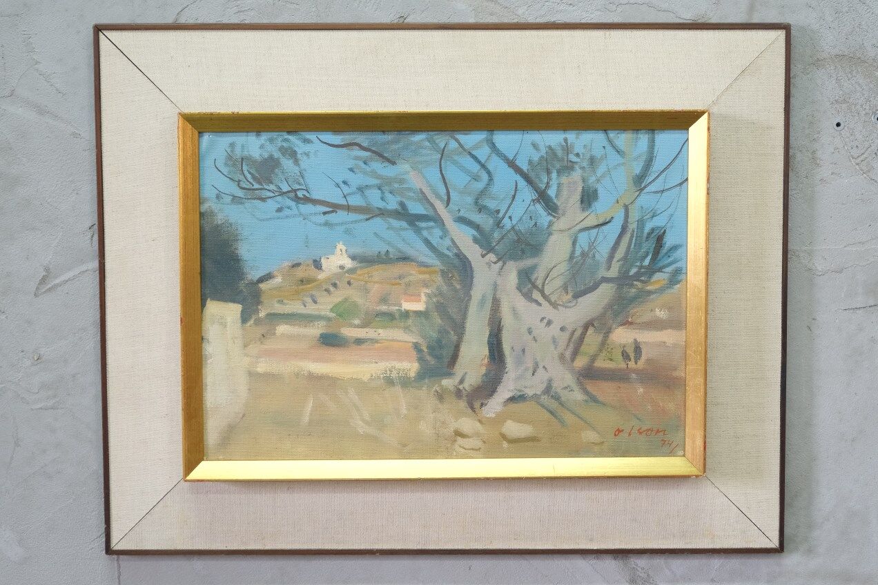 Ove Olson ( 1903-1975 ), Swedish Modern Painting, 1974, Oil on Canvas, Framed.