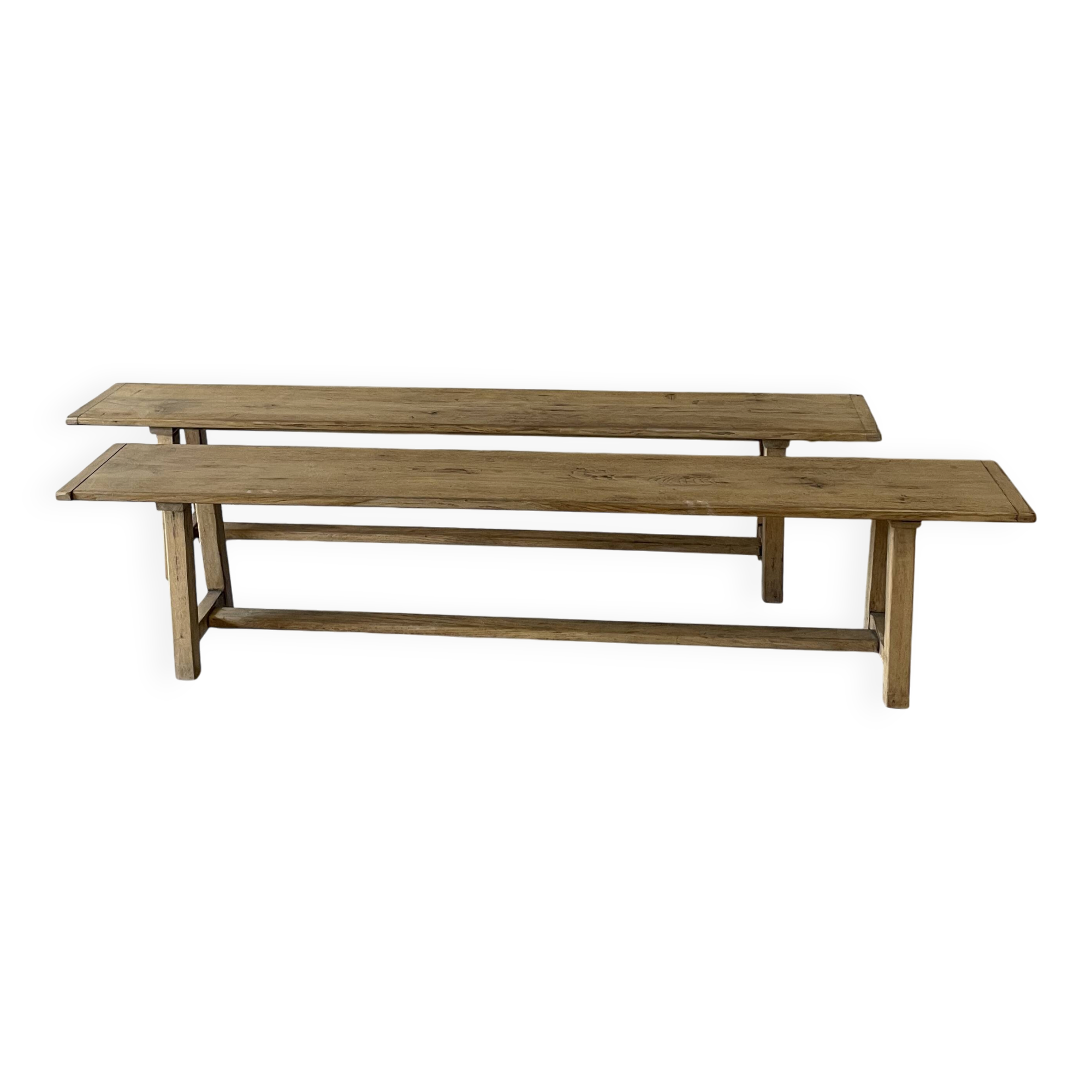 Paire de bancs en chêne – esprit ferme authentique ou