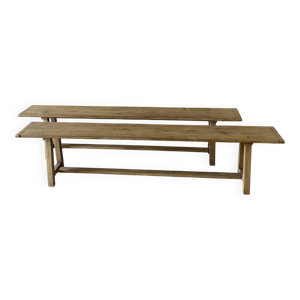 paire de bancs en chêne - ferme