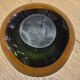 Large vintage Murano glass ashtray in olive green and amber.