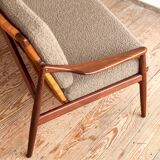 Mid Century Sofa par Hartmut Lohmeyer, teck et cannage