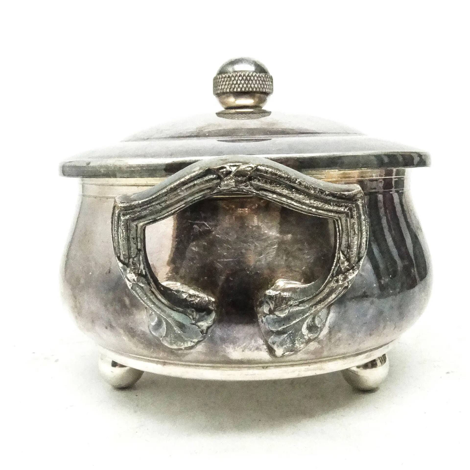 Sucrier, Art Déco, laiton argenté, Belgique, années 1930