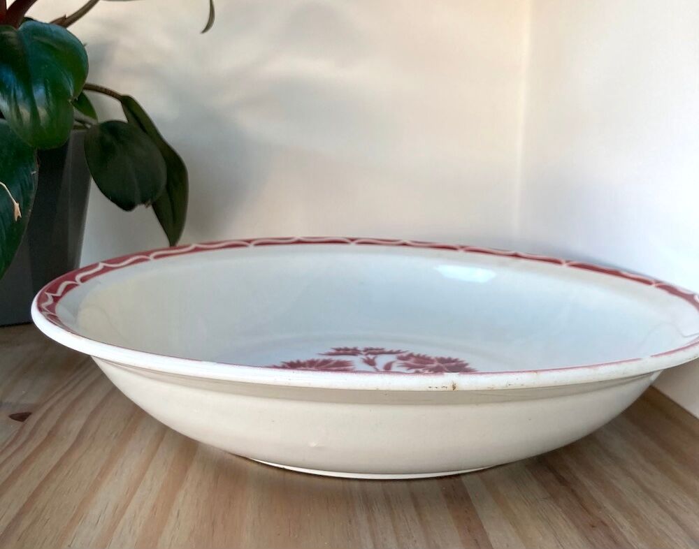 Vintage retro Lunéville dish, Annecy model, red flowers