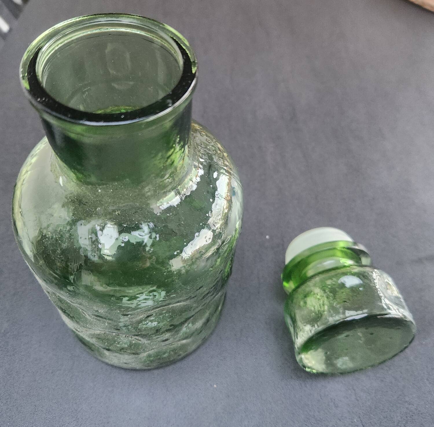 Vintage bubbled glass carafe.