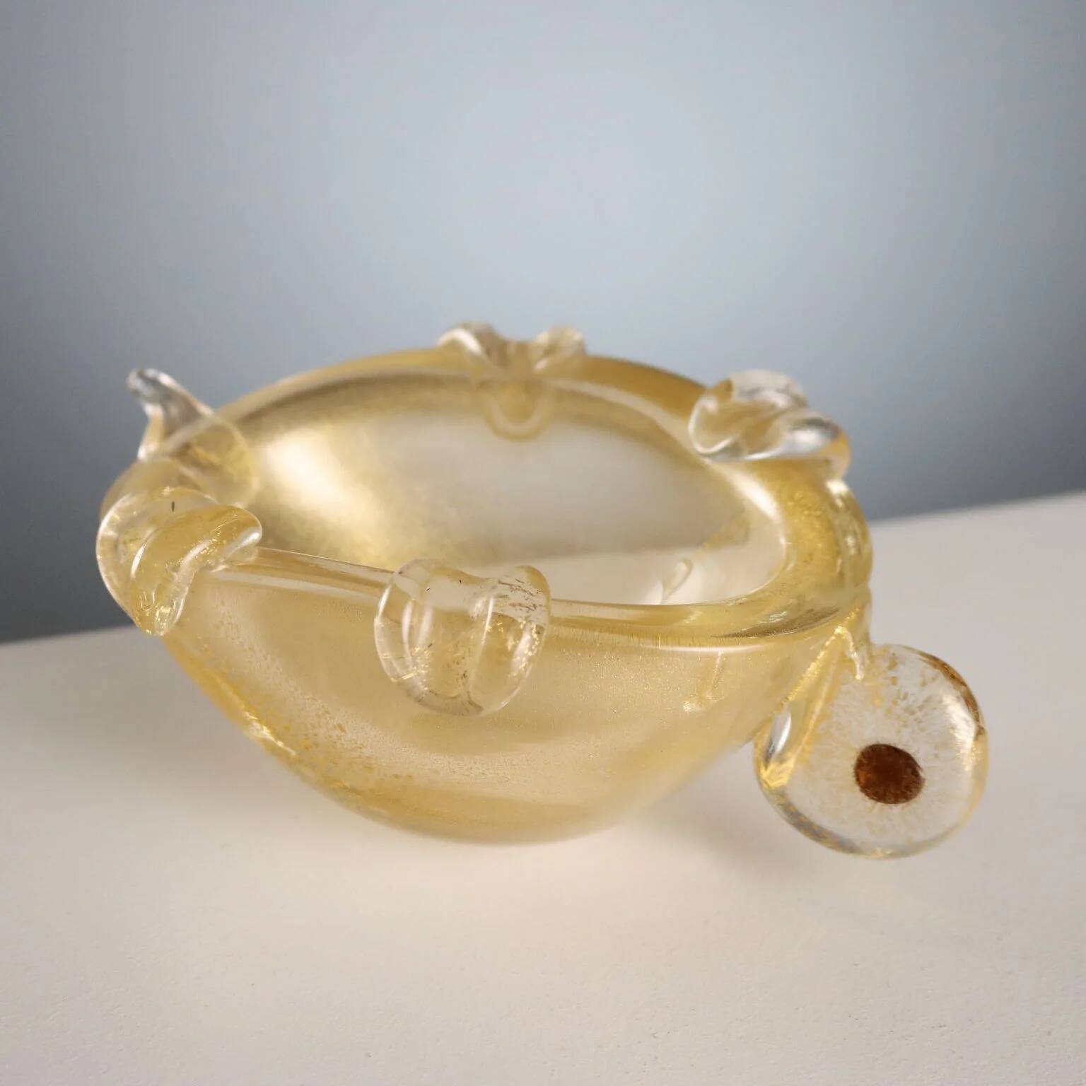 Cendrier en verre en forme de tortue, fabrication Murano, vintage XXe siècle