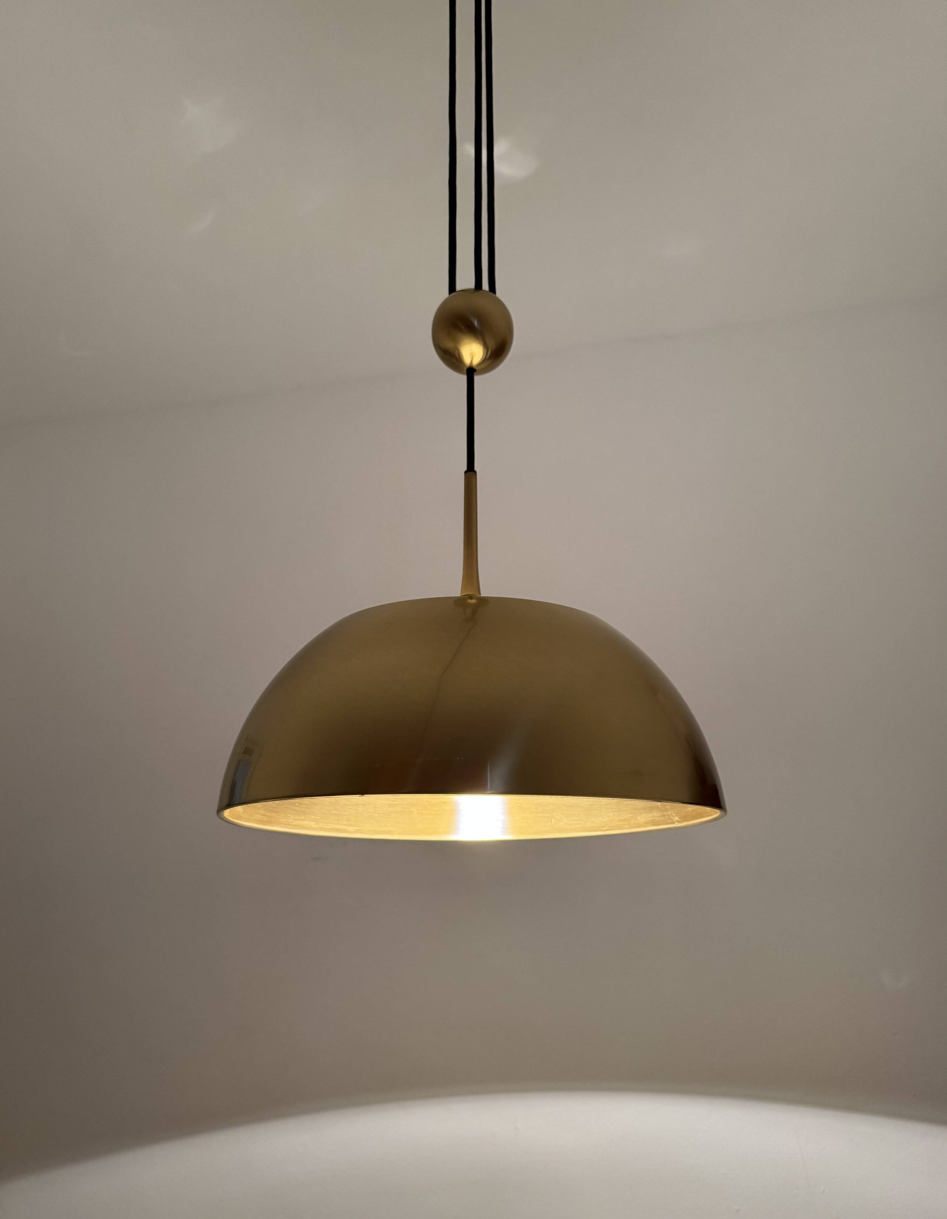 Breathtaking Brass Pendant Lamp with Counterweight by Florian Schulz