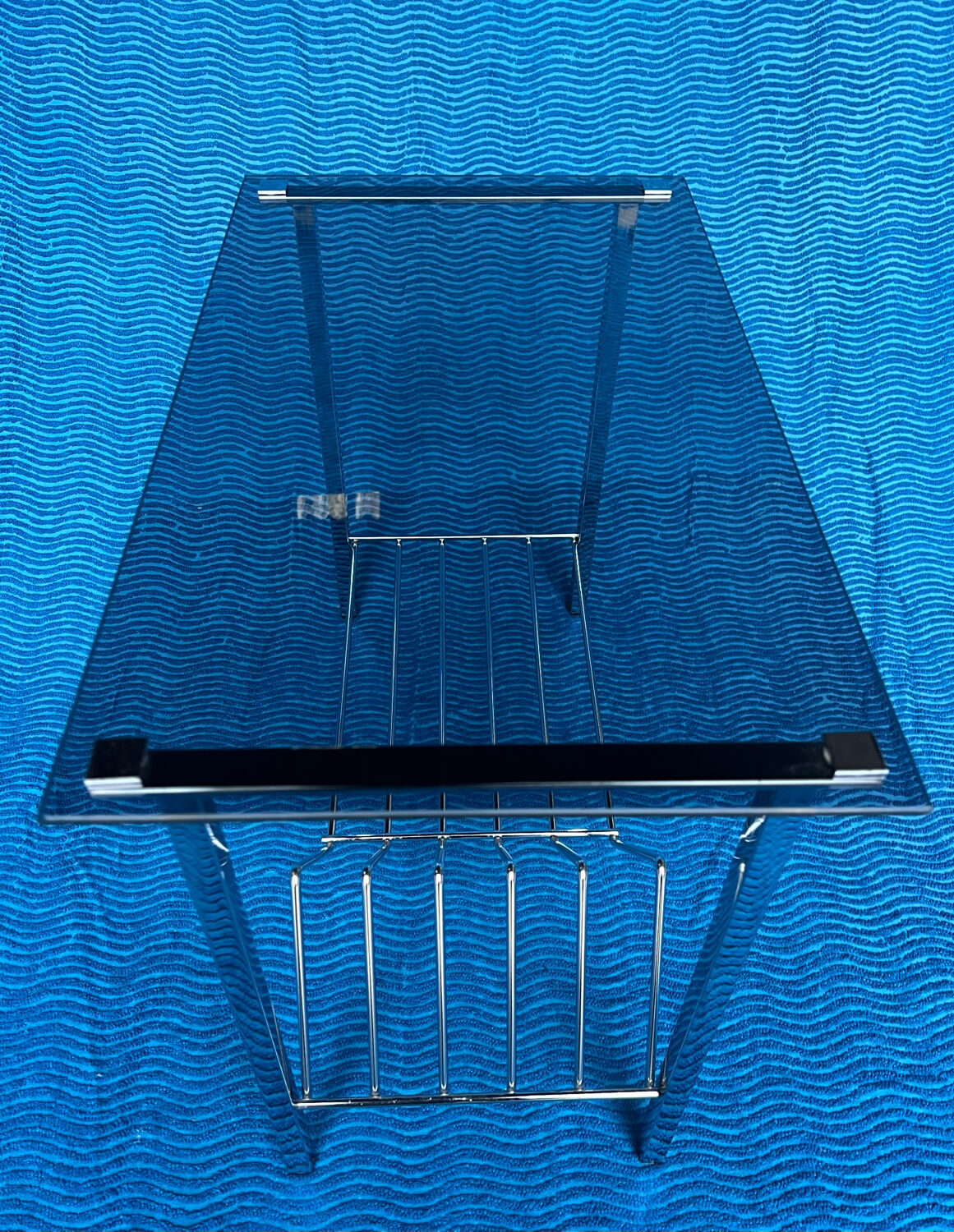 Vintage vinyl record/newspaper storage unit 1960-1970 chrome structure