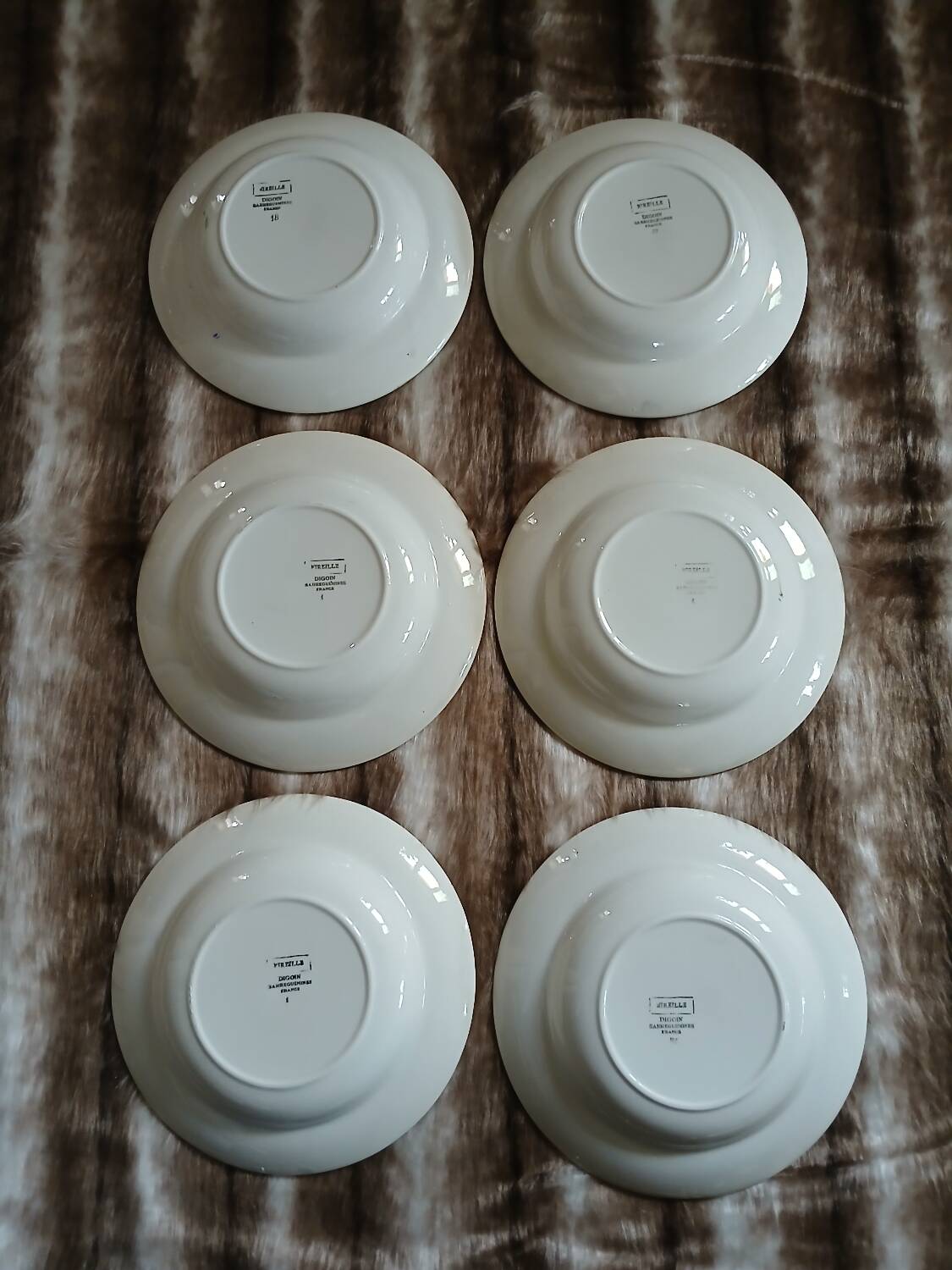 6 antique deep plates from Digoin and Sarreguemines