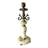 1960s onyx and brass candle holder, vintage