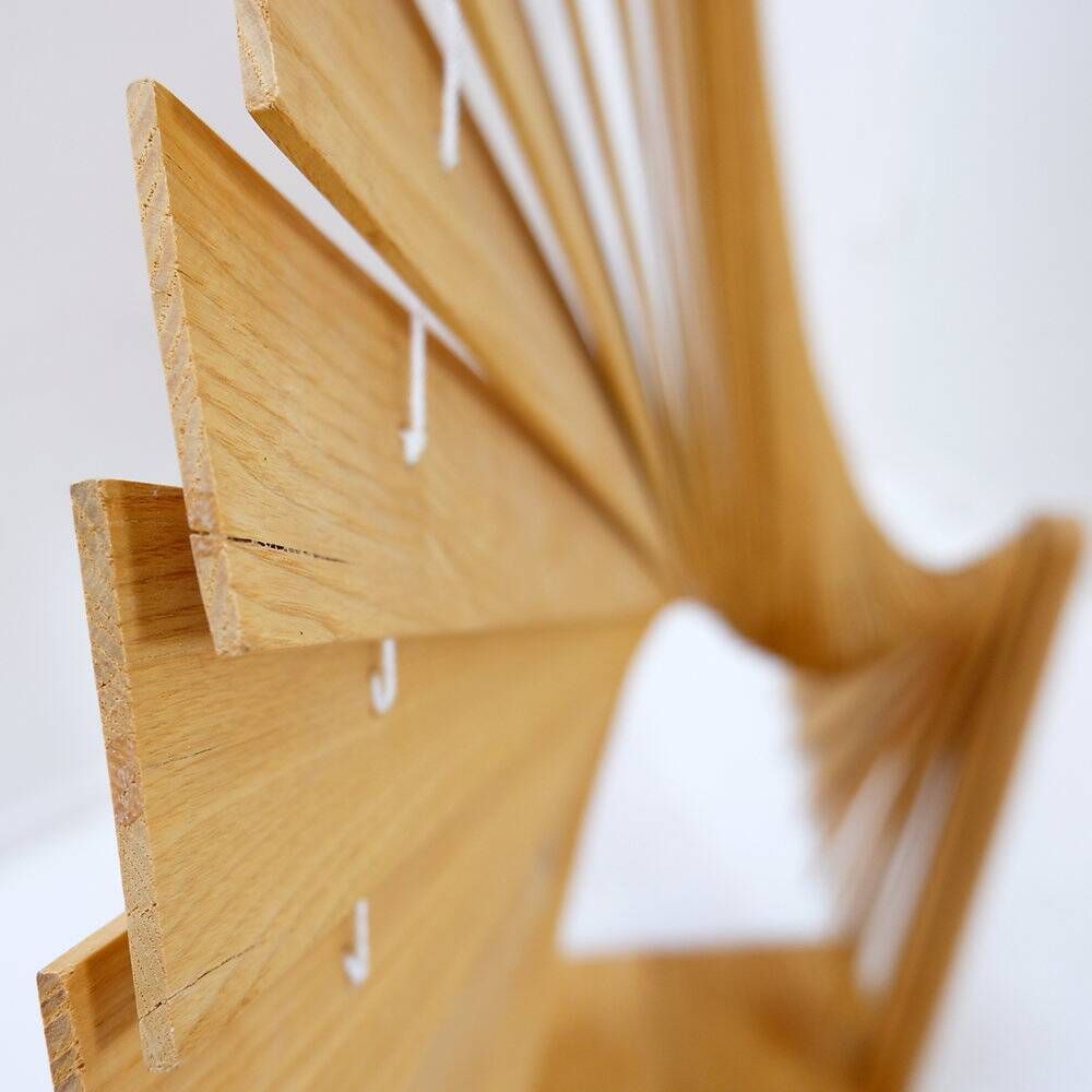 Pine folding screen in the shape of a fan, modern style, France, 1970s - Ø 113cm