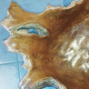 Sculptural wooden centrepiece, organic bowl, brutalist.