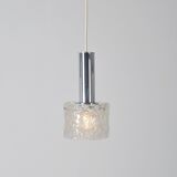 Vintage hanging lamp with 'frosted' glass and chrome, 1960s