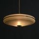 Beige Art Deco Pendant Light with Golden Radial Stripes and Brass Profile, 1930-1940