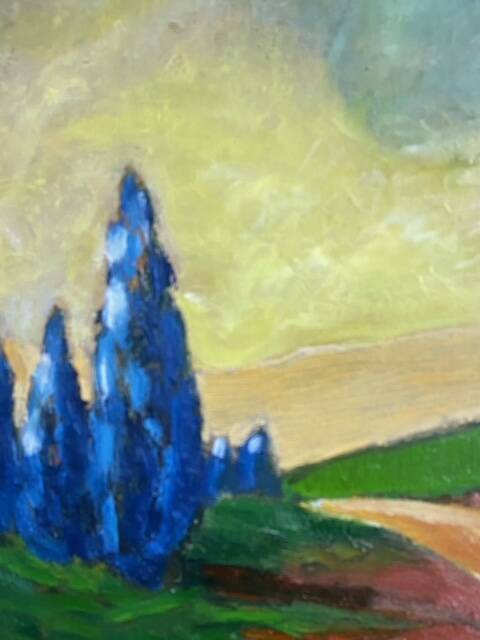 Landscape with blue trees