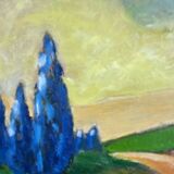 Landscape with blue trees
