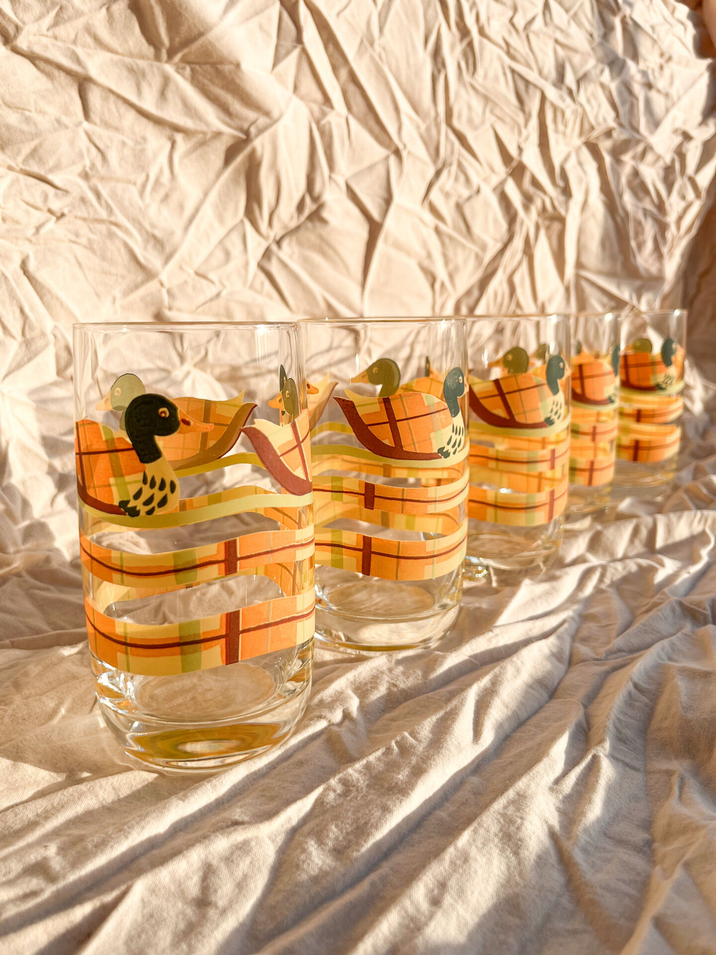 5 verres « canards colverts », années 70