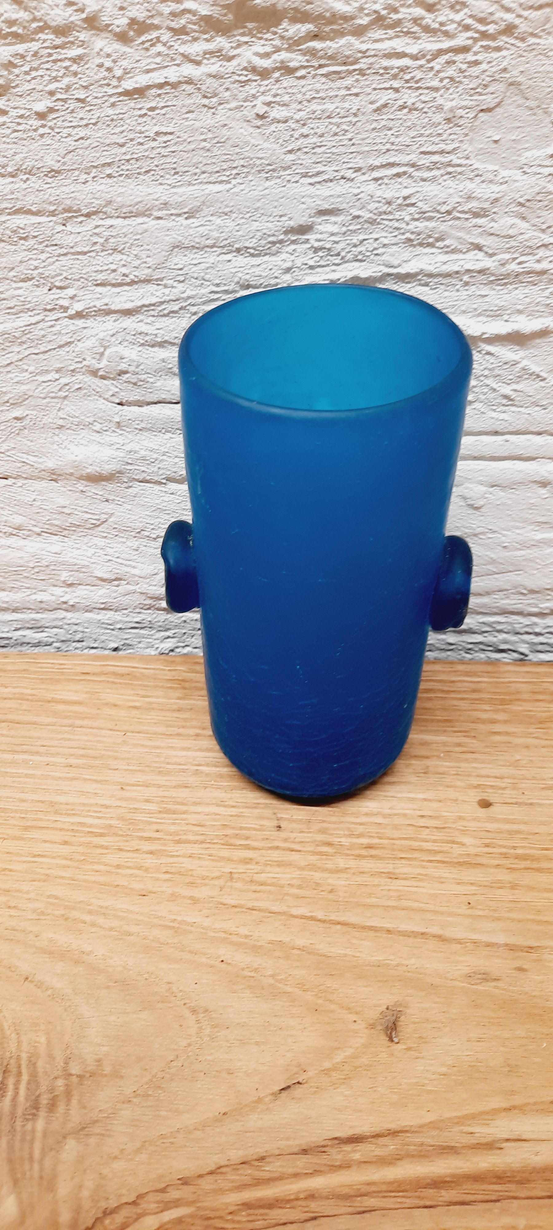 Blue glass paste vase