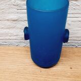 Vase pate de verre bleu