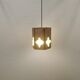 Older hanging lamp, made of metal with yellow prisms.
