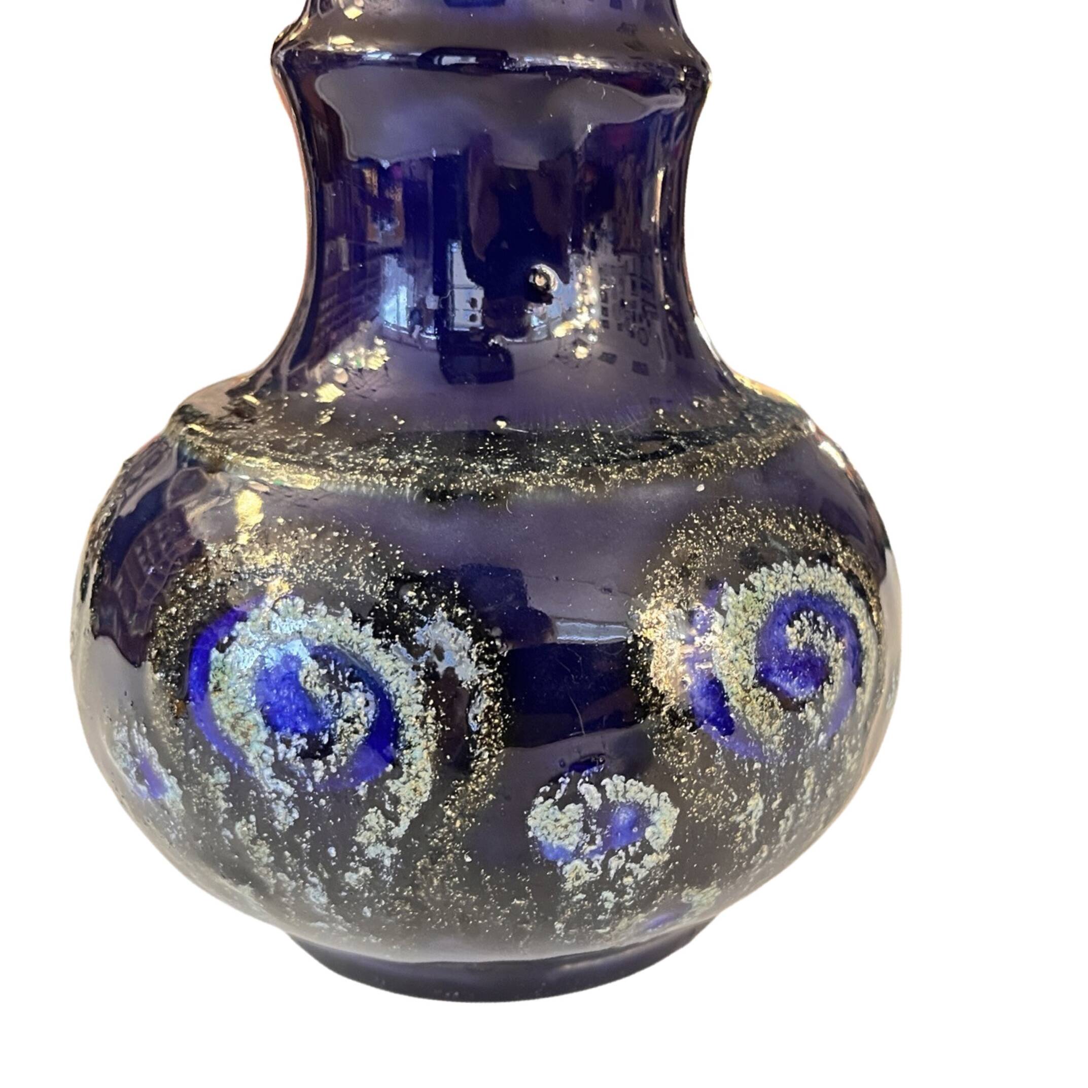 Strehla Keramik cobalt ceramic vase, Germany 1960s.