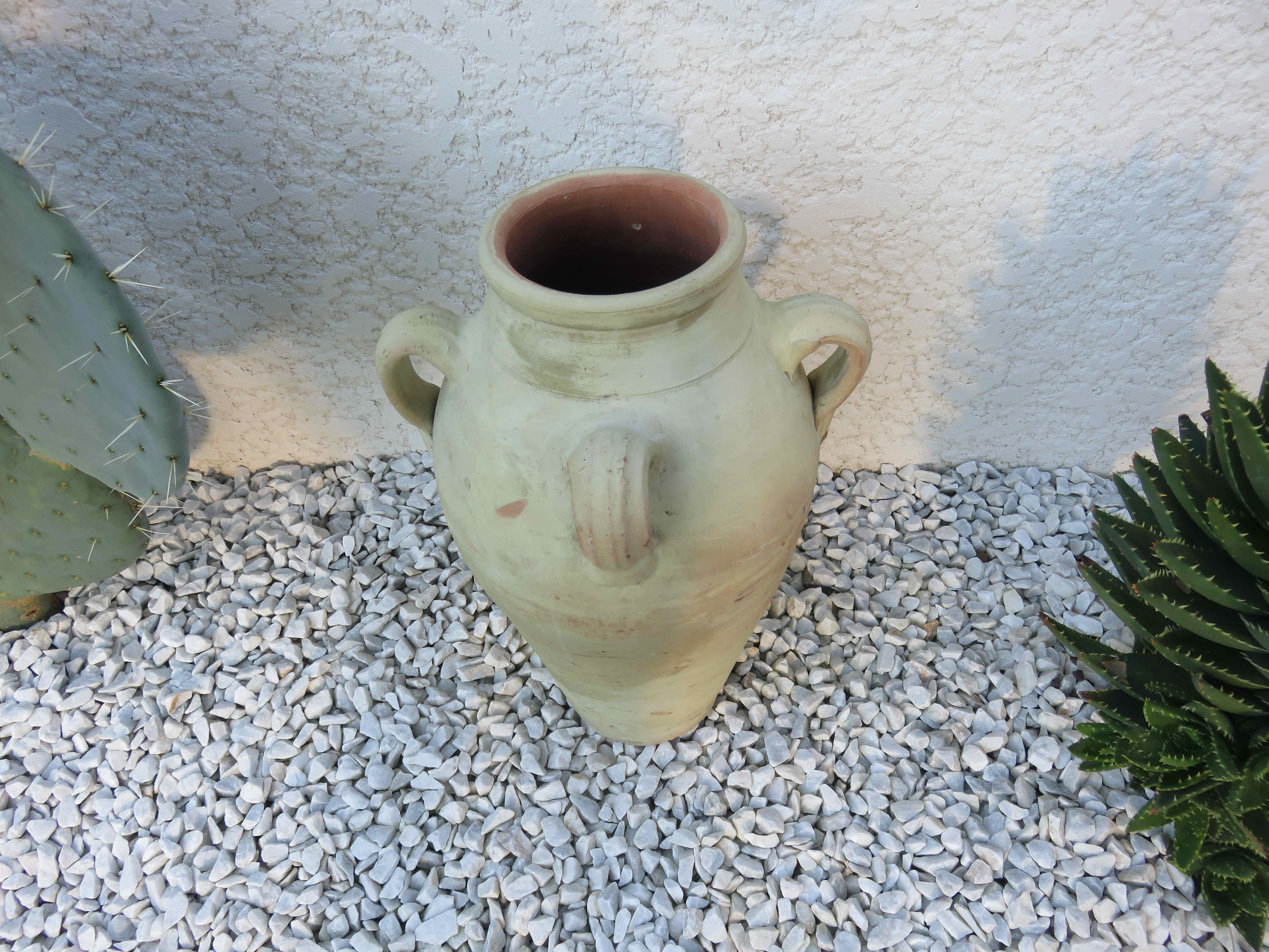 Terracotta potiche with 60s handles
