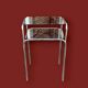Vintage side table in chromed metal and smoked glass - modernist style