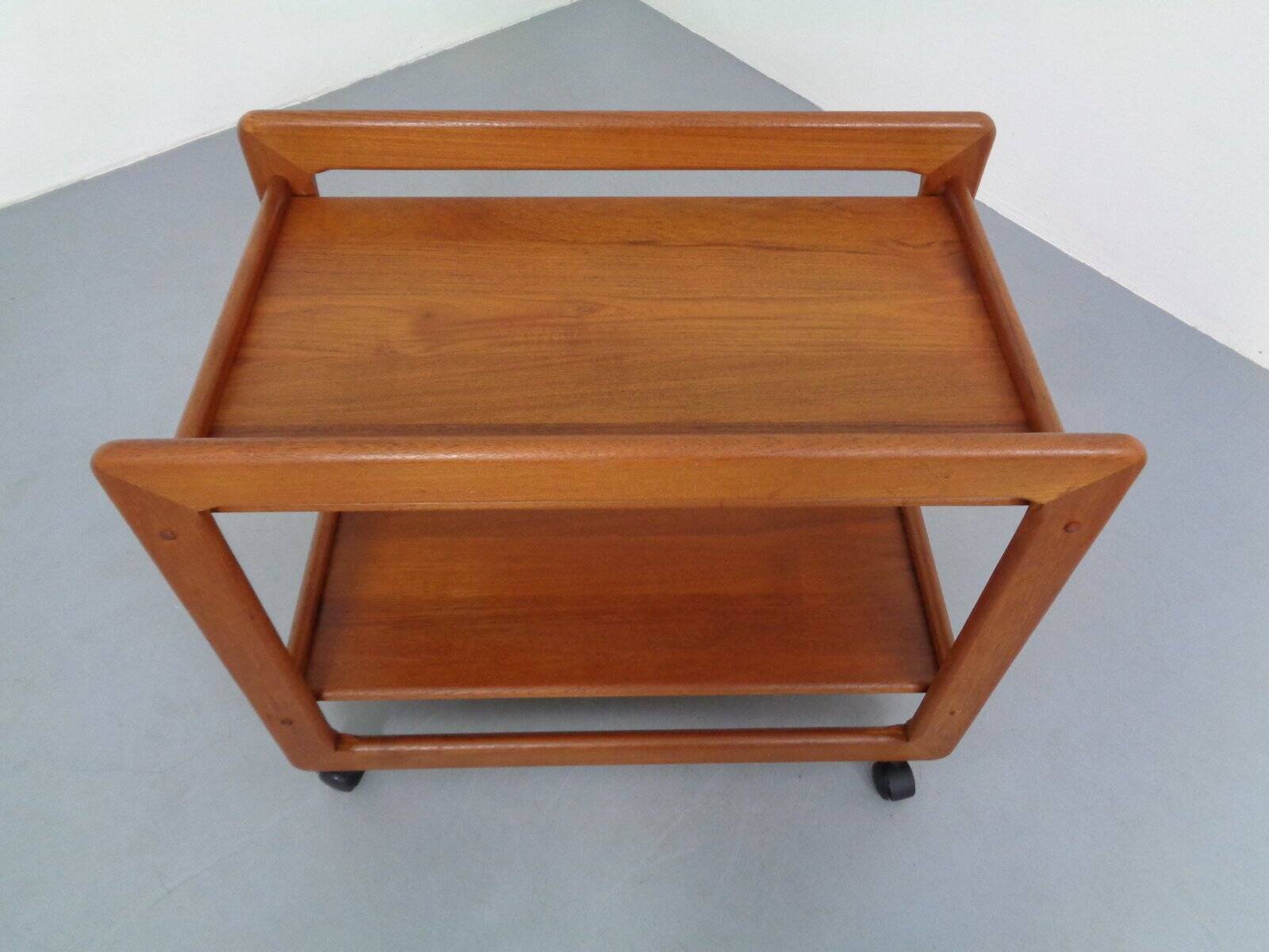 Large teak bar cart from Tarm Stole Møbelfabrik, Denmark, 1960s.
