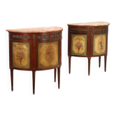 Antique demi-lune buffets in neoclassical style in mahogany from the 20th century.