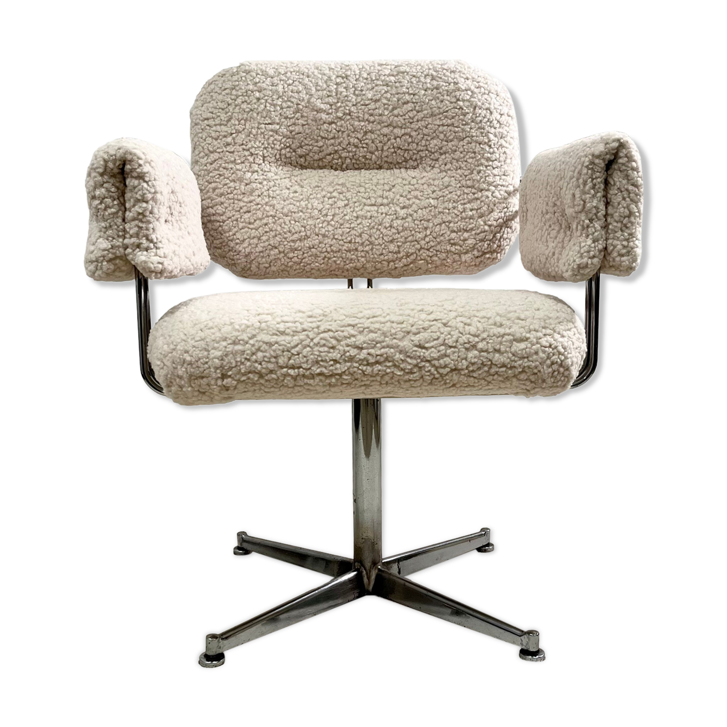 Vintage armchair in faux sheep's fur