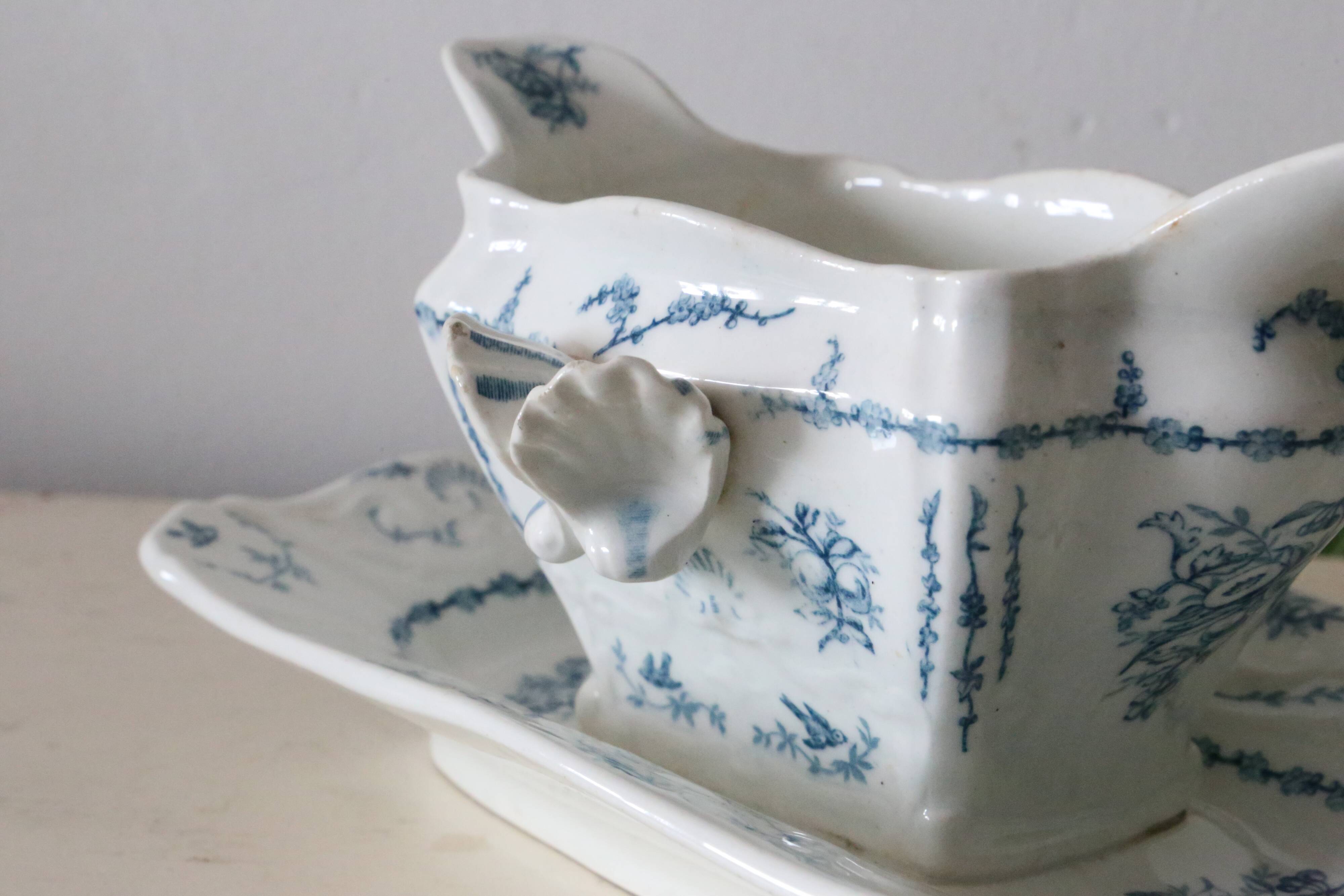 Pompadour ironstone sauceboat, Clairefontaine factory