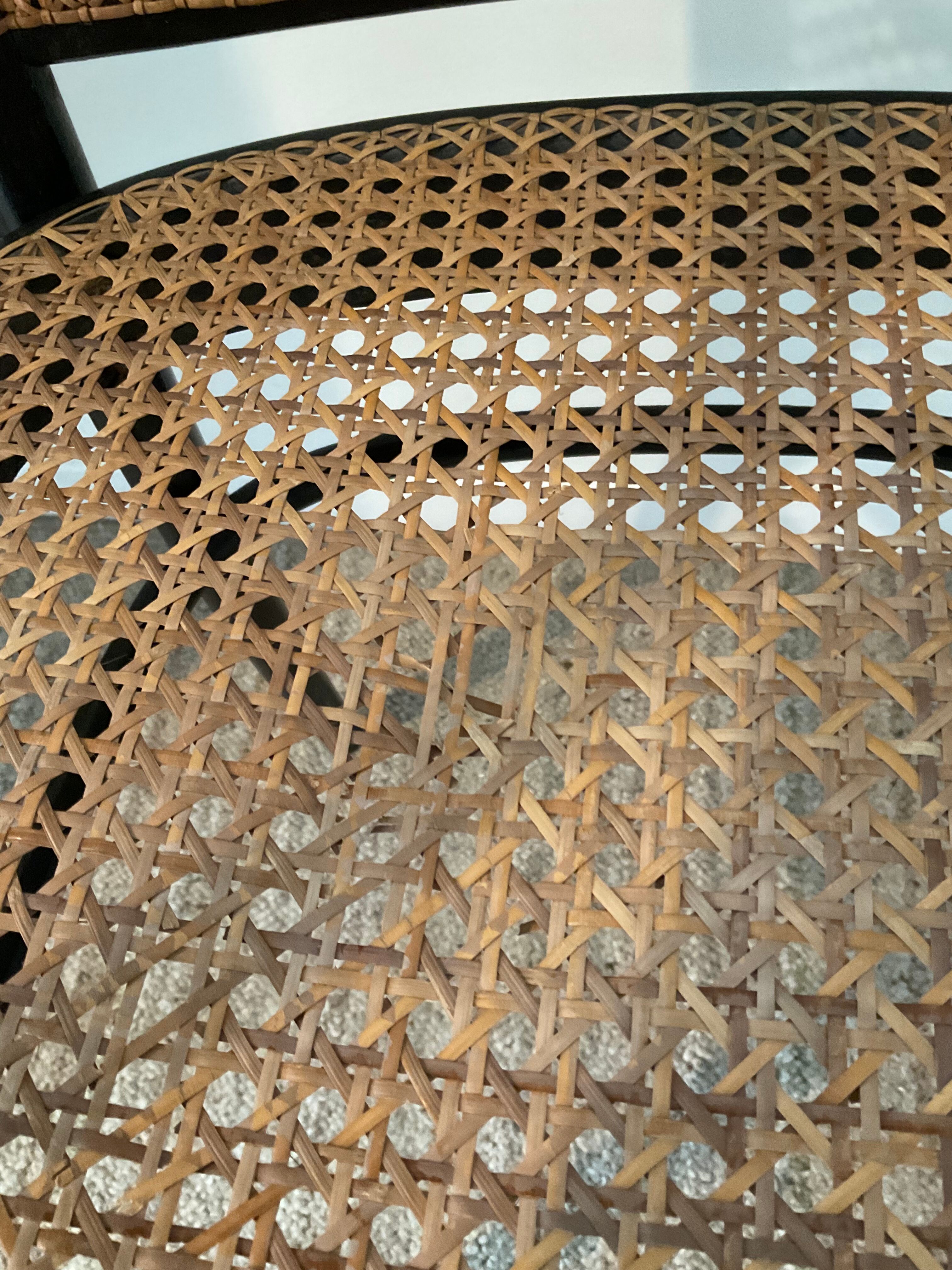 Canned bistro armchair and curved wood from the 60s