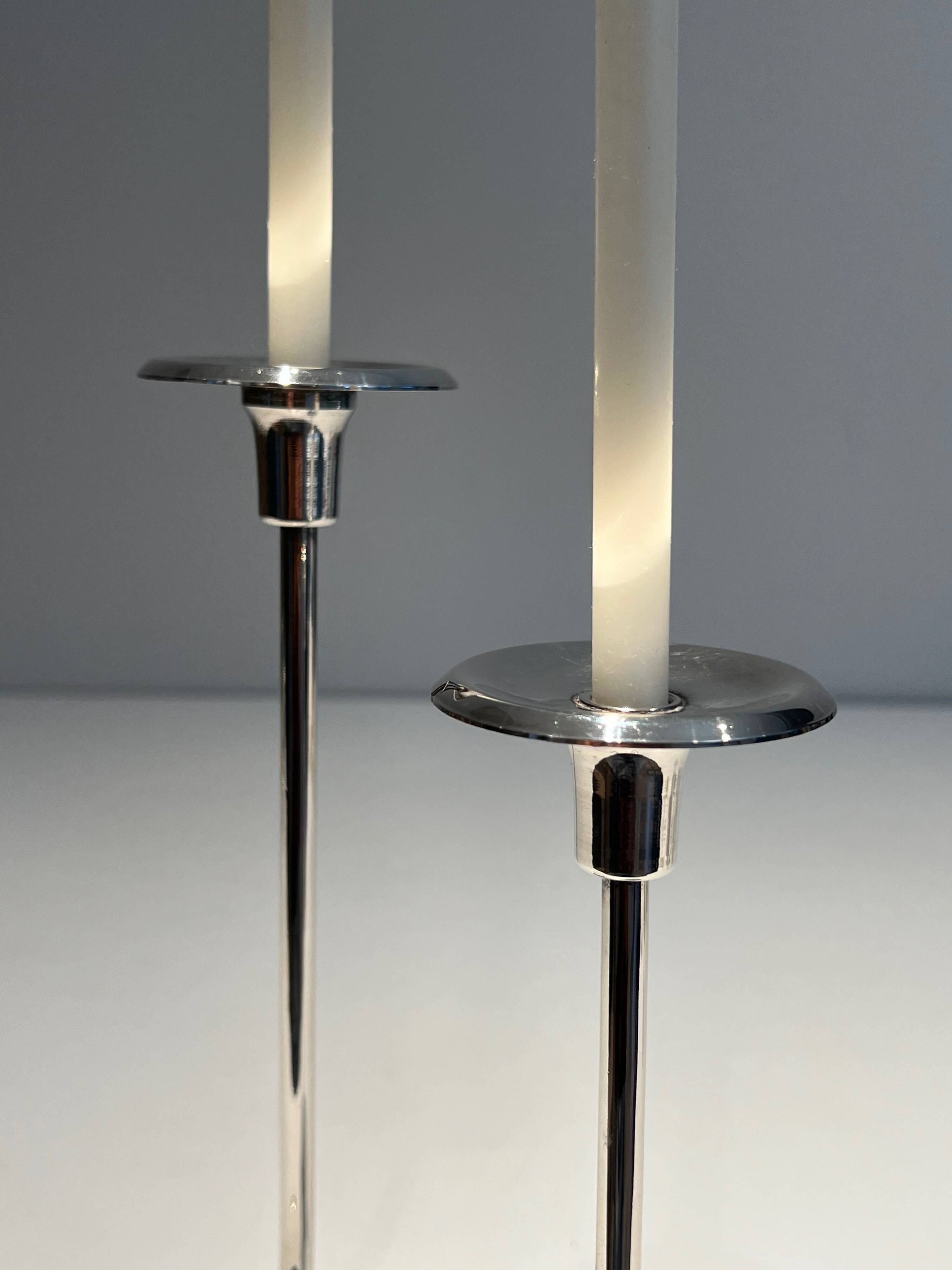 Silver-plated metal candle holder