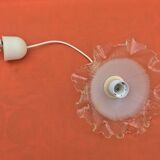 1930s Clear and Milk White Glass Ruffled Lampshade