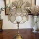 Pair of brass and mother-of-pearl lamps